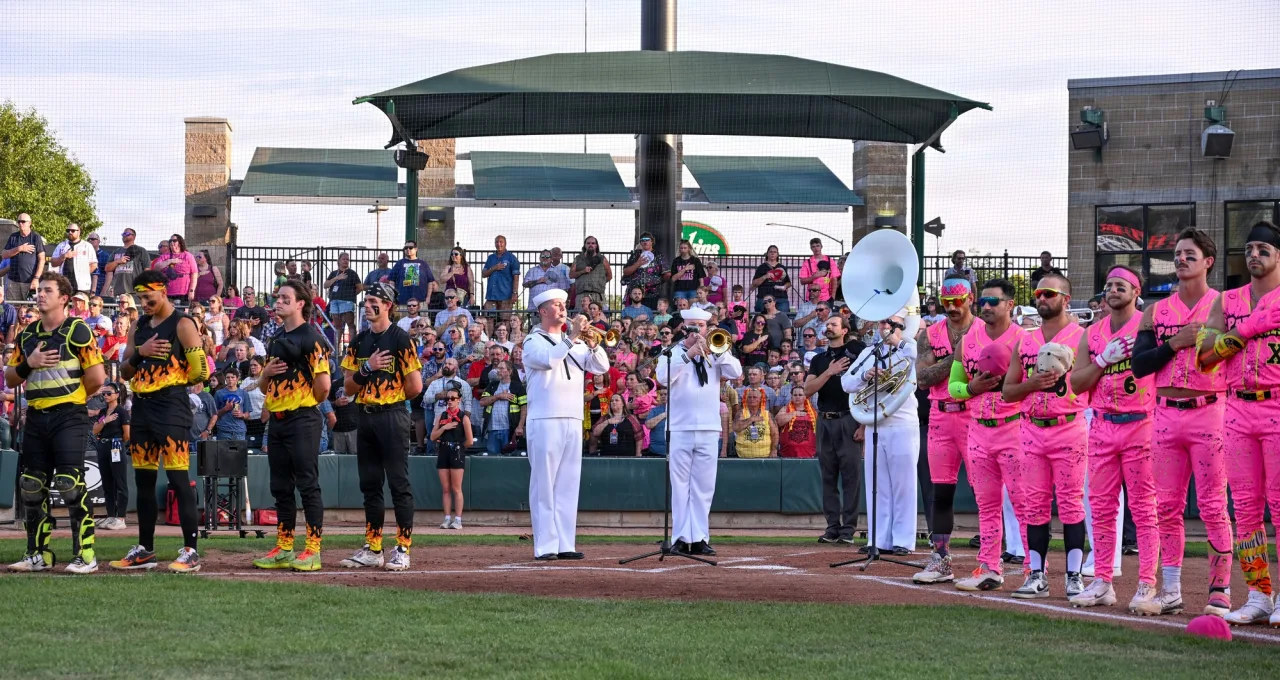 Navy Band Quintet Opens Banana Ball Game for Navy Week