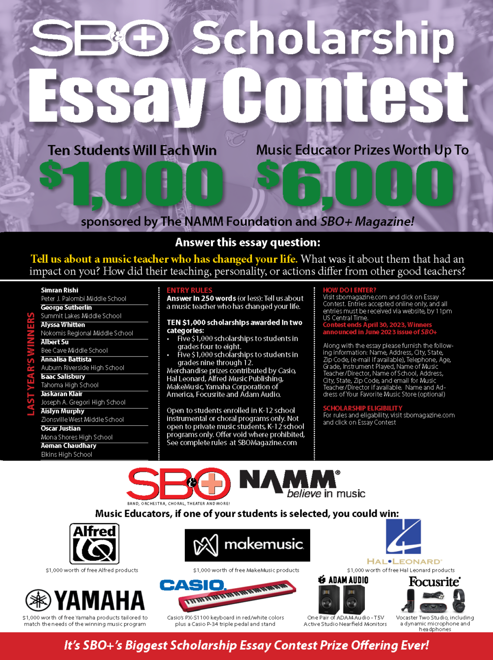 2023 SBO+ Essay Contest Winners